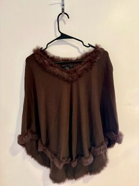 Vintage Brown Fur Lined Poncho